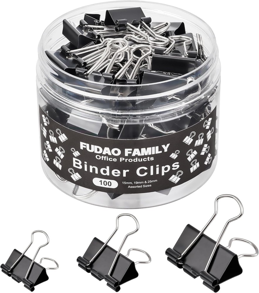Binder Clips Assorted Sizes, Bla Paper Clps, Medium, Small, Mini 3