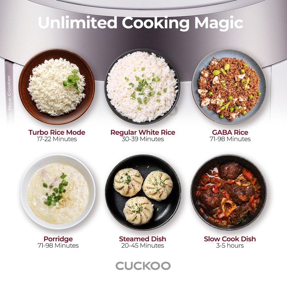 Cuckoo Heating Pressure Cooker & Warmer – 12 built-in programs, Glutinous.
