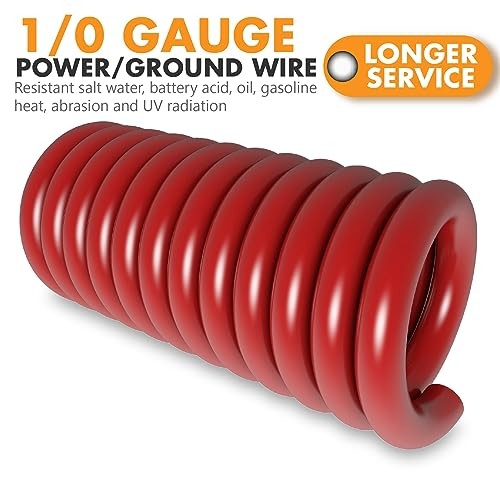1/0 Gauge Red CCA Wire (20ft Single Roll) - Replacement Power Cable 20FT Red