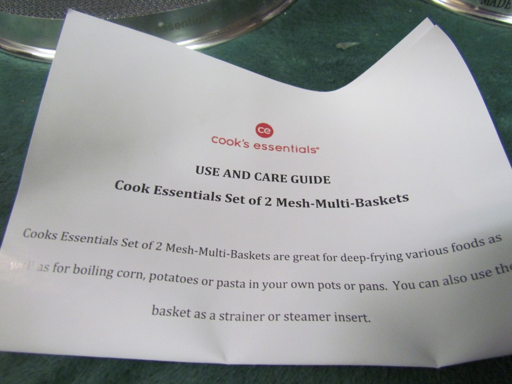 COOK'S ESSENTIALS SET OF 2 MESH- MULTI- BASKET