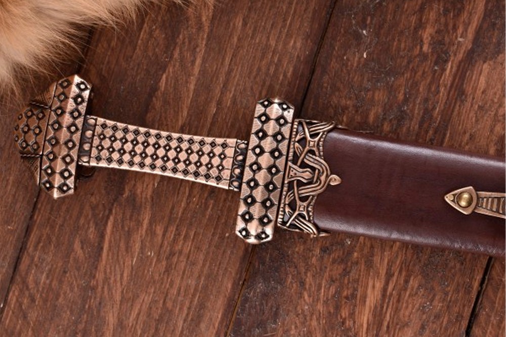 Viking sword with bronze grip