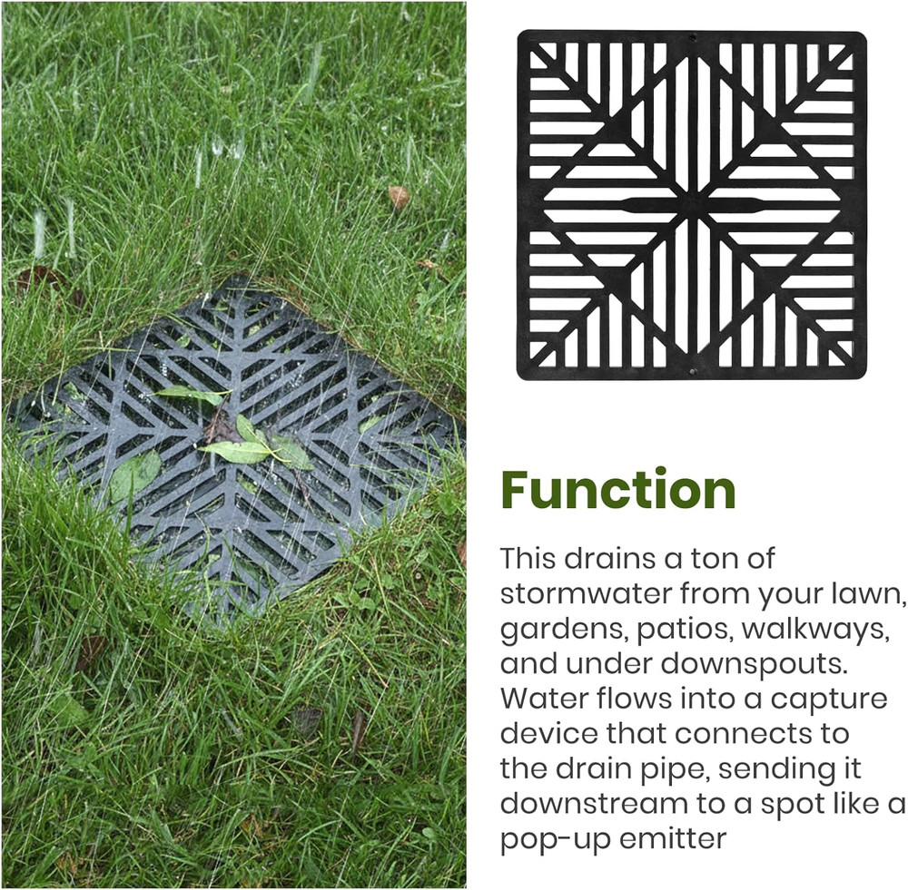 2-Pack Square Drain Grate Compatible NDS 1211G Diamond Design 12" Catch Basins