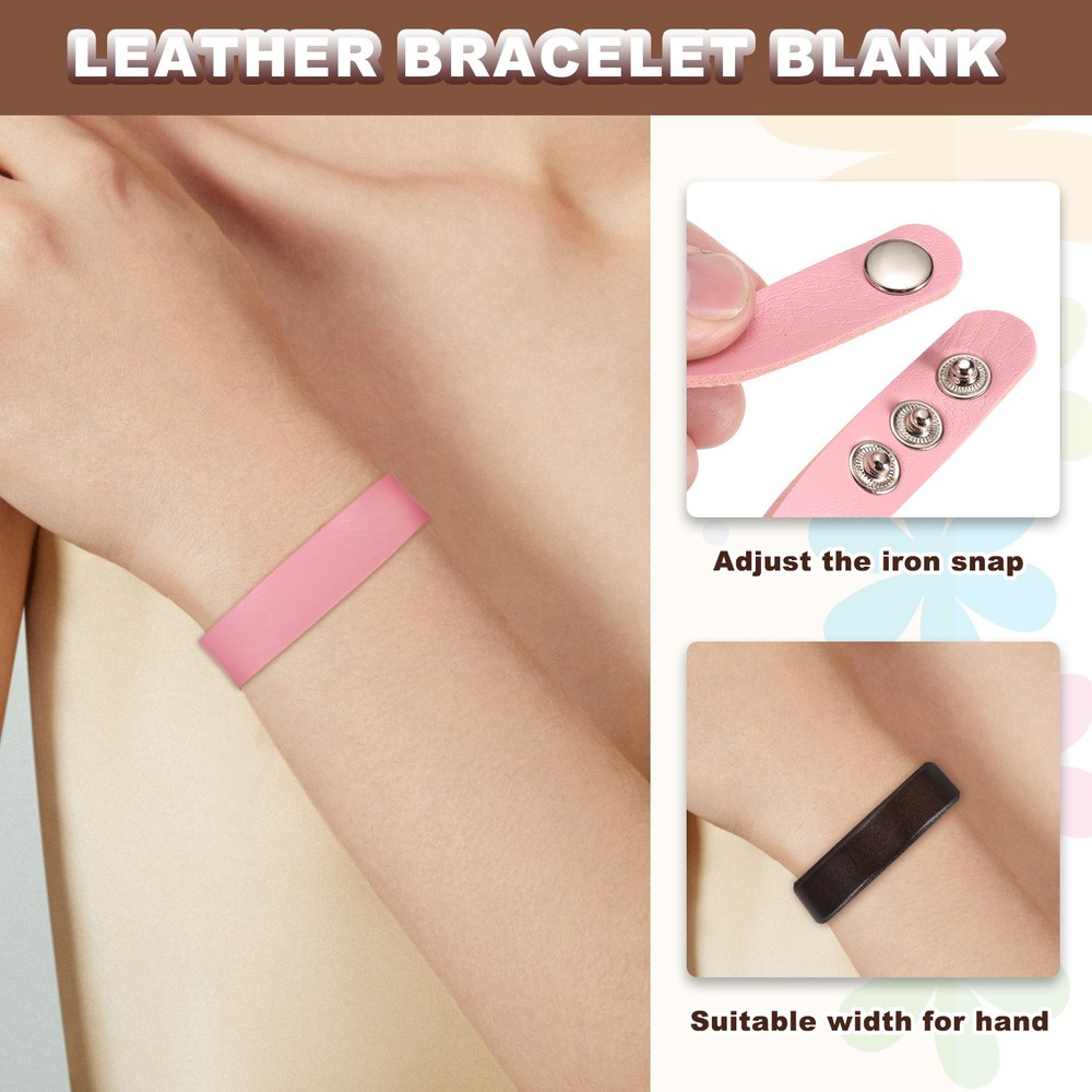 10 Pcs Plain Leather Bracelets Leather Snap Bracelets, Green
