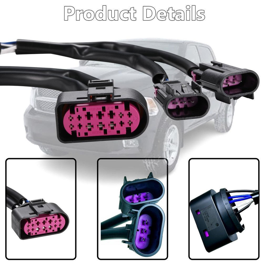 2Pcs Conversion Harnesses Quad Housing to Projector Headlight Fit for Ram Tru...