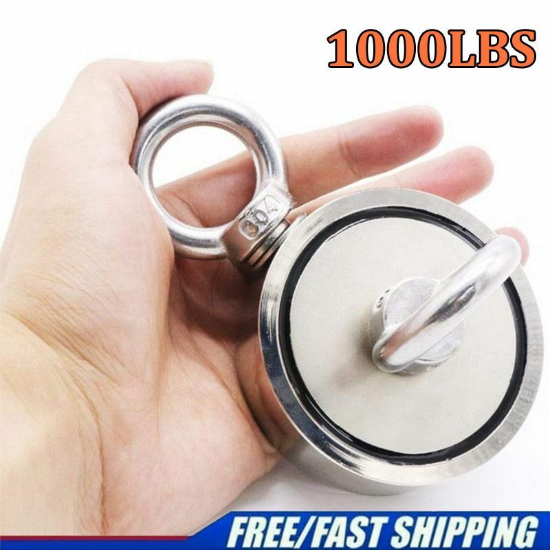 1000LBS Pulling Force Round Double Sided Fishing Magnet Super Strong Neodymium
