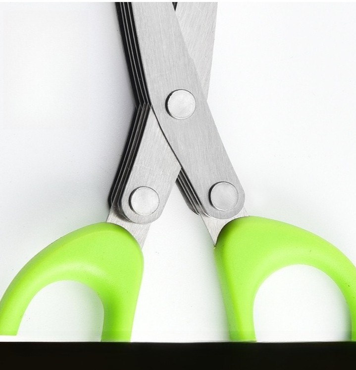 1Pc home kitchen scissors 5-layer multi functional green onion vegetable scissor