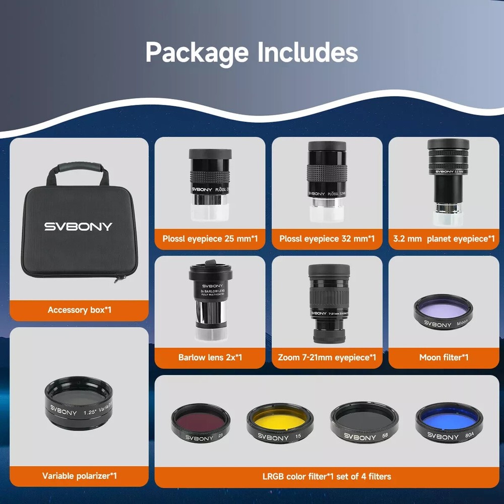 SV233 Telescope Accessory Kit 1.25" Deluxe Set for astronomical observation
