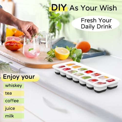 Ice Cube Tray 5 Pack, Stackable Silicone Ice Cube Trays with Lid– 5 pcs Black
