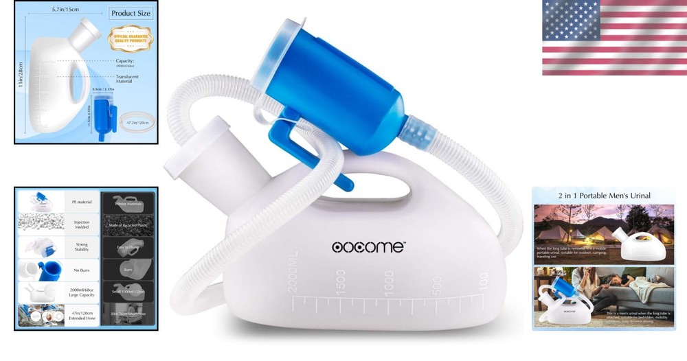 Men's 2000ml Potty Urinal with Ergonomic Design - Comfort for Mobility Needs