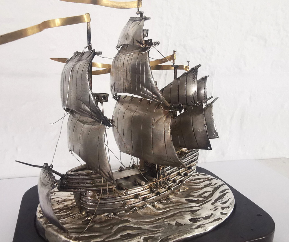 Solid Silver Mary Rose Ship Model - Birm. 1981