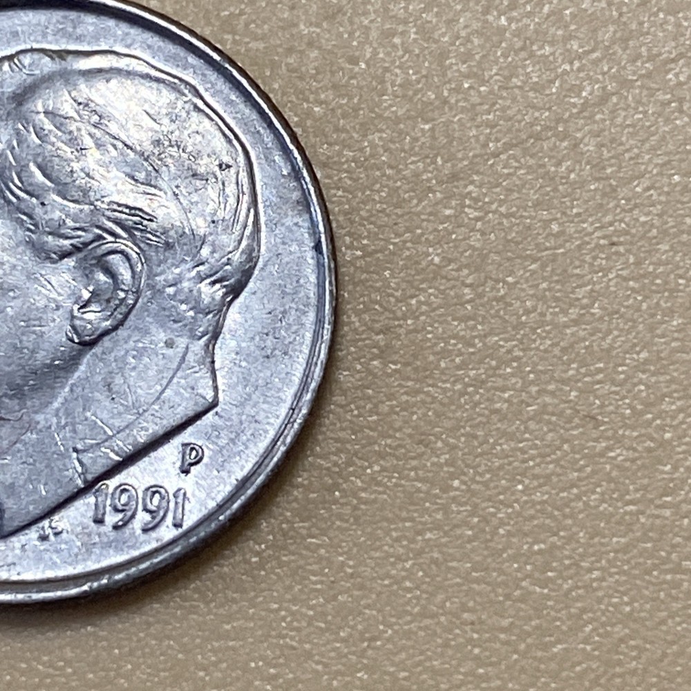1991 P Roosevelt Dime Slightly Misaligned Die Error LBD-08