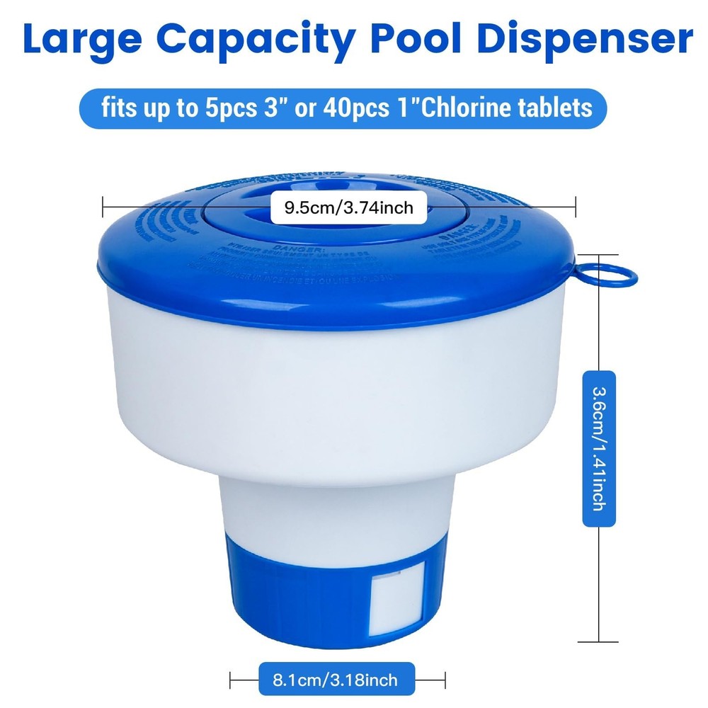 Pool Floater for Pools Fits 3" Tablets,7" with Adjustable Flow Vents