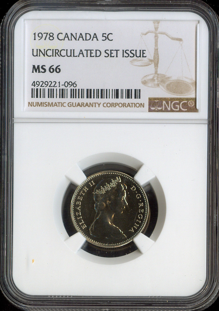 1978 Canada 5 Cents 5C NGC MS66  - Quality