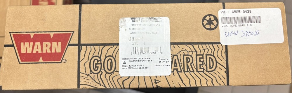 Warn Wire Rope 7/32 in #4505-0438