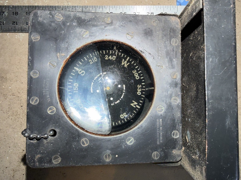 Antique Ship Compass John E Hand Sons Philly Maritime Commission Binnacle WWII