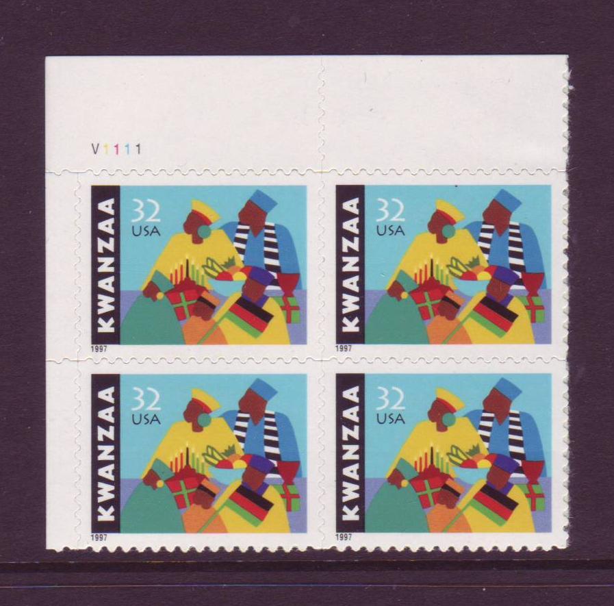 #3175 KWANZAA. MINT PLATE BLOCK. F-VF NEVER HINGED!