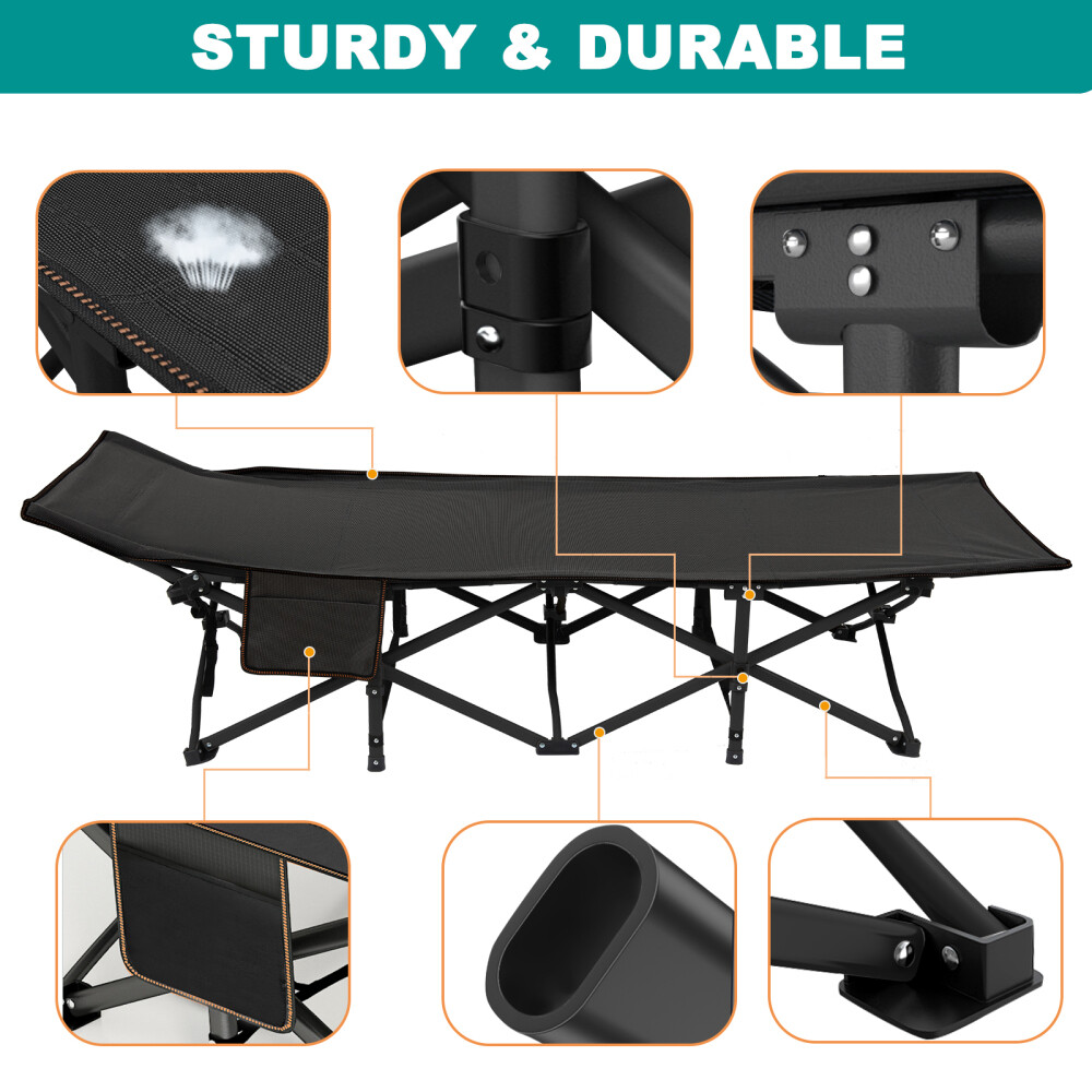 Folding Cot Camping Foldable Bed Sleeping Cot For Office Folding Bed Black Gray