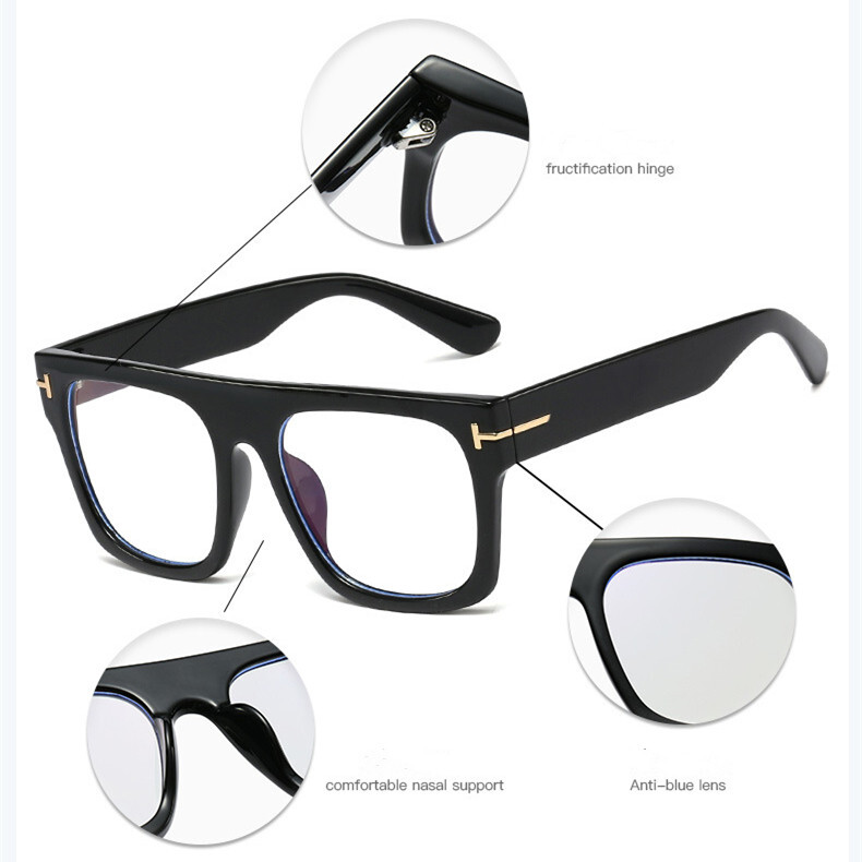 Oversize Anti blue ray Reading glasses Fashion Flat top Square Frames for Reader