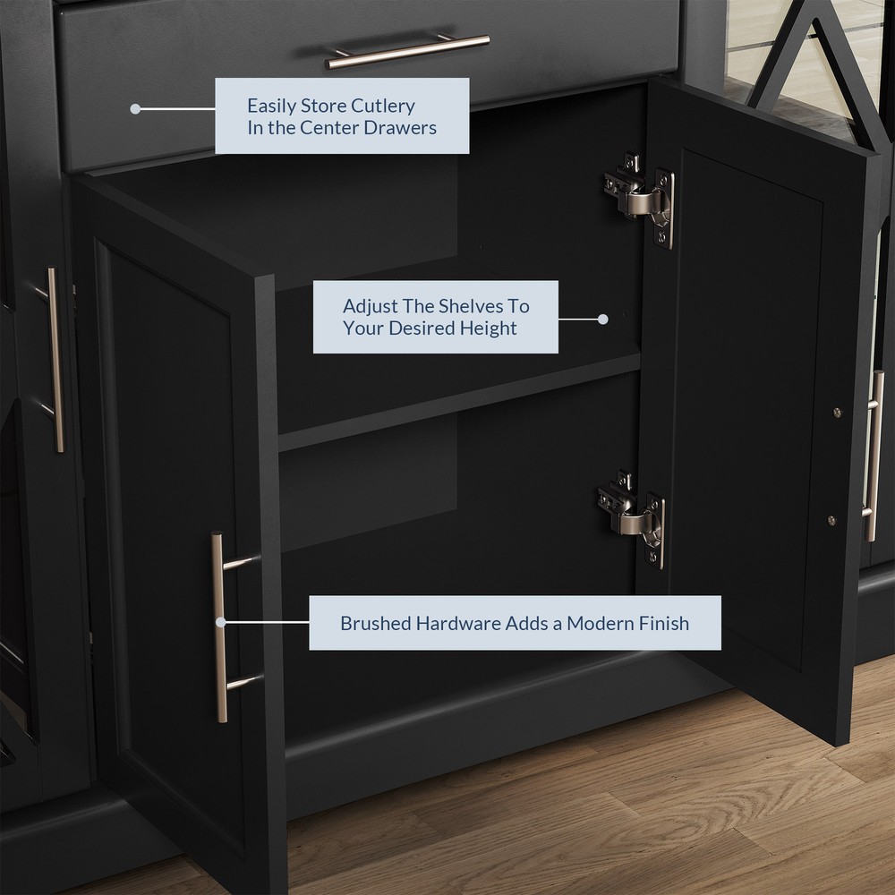 47" Wood Storage Sideboard Buffet Cabinet Console Table, 3 Colors