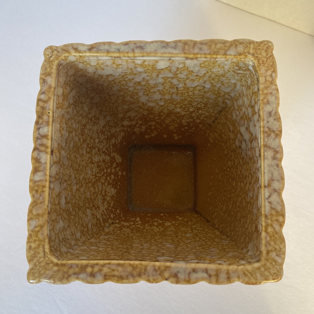 Footed Ceramic Planter/Vase Amber Cream Glaze