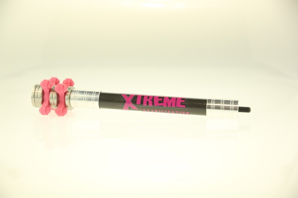 Xtreme Stabilization 8" DOA Stabilizer Carbon Bar Silver Weights Pink BowJax