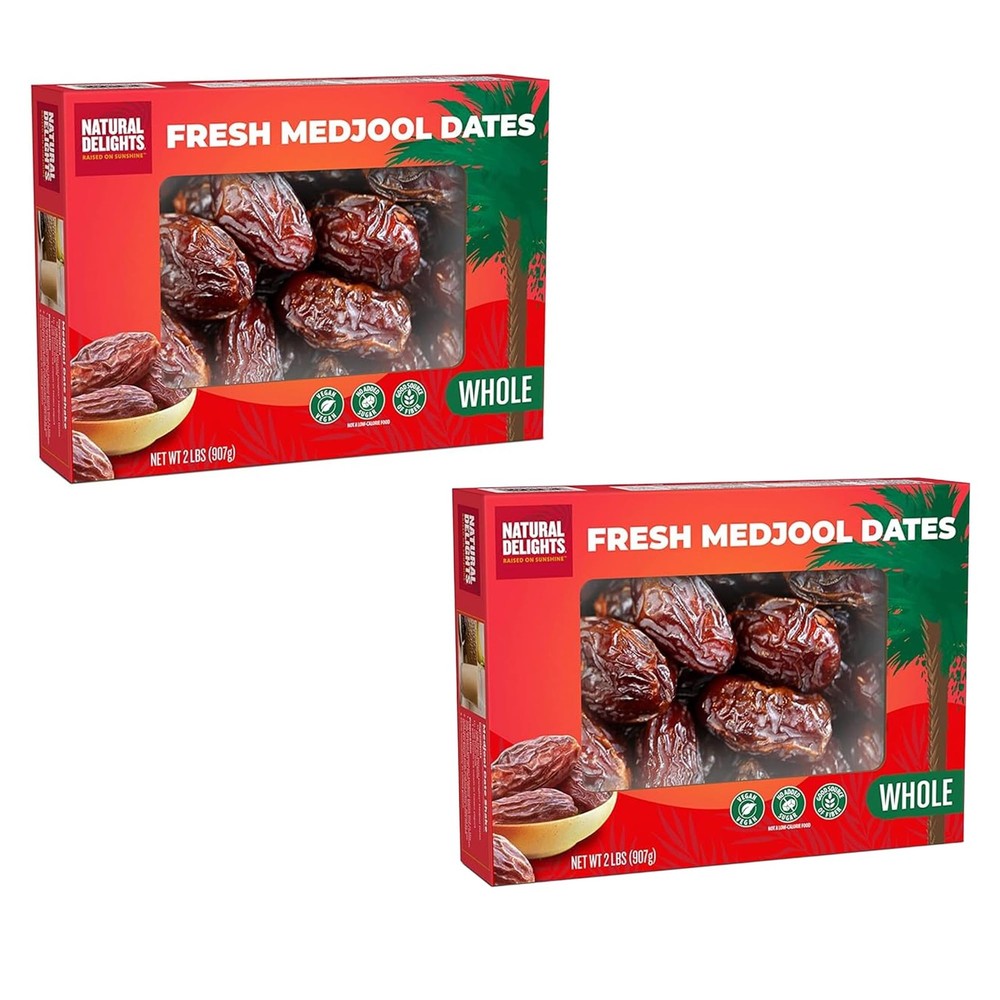 Natural Delights Medjool Dates Whole - Non-GMO Verified Fruit, Good Source of...