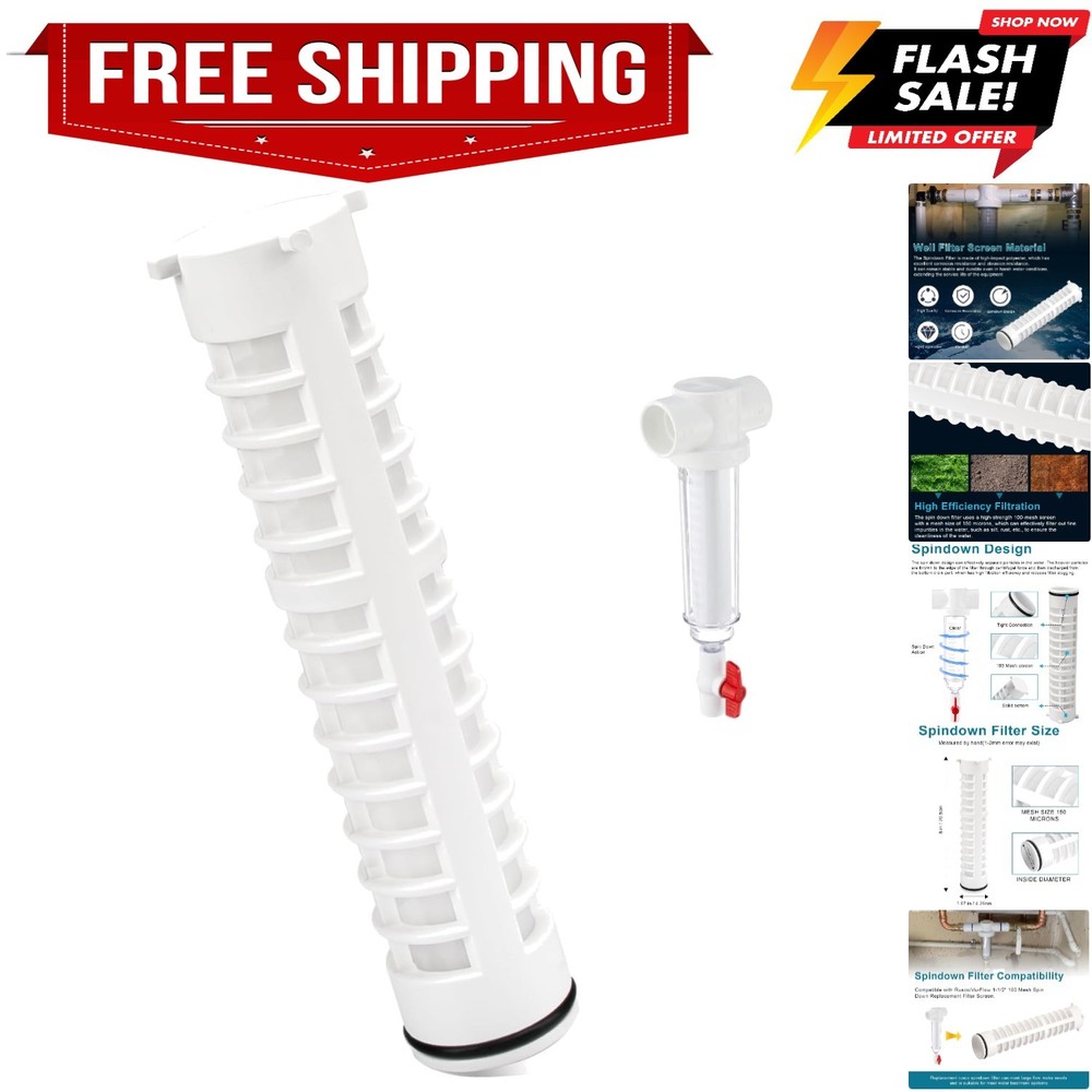 1-1/2" 100 Mesh Spin Down Filter Screen Replacement Rusco/Vu-Flow, Well Water...