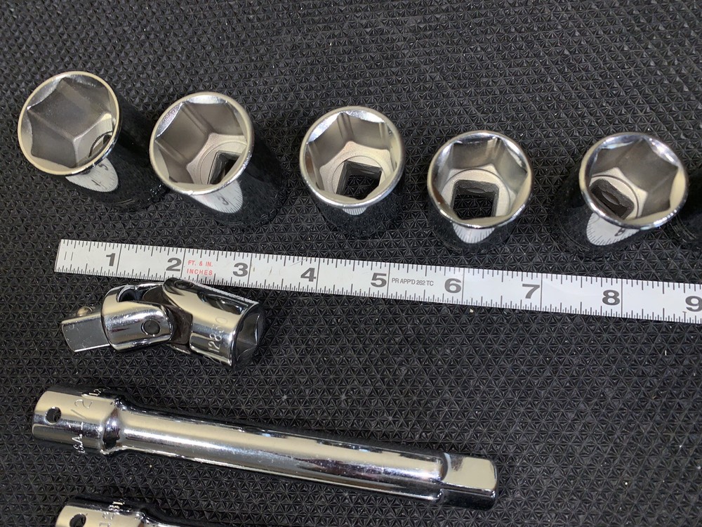 12 piece 1/2" SOCKET SET WITH EXTENSIONS and U Joint