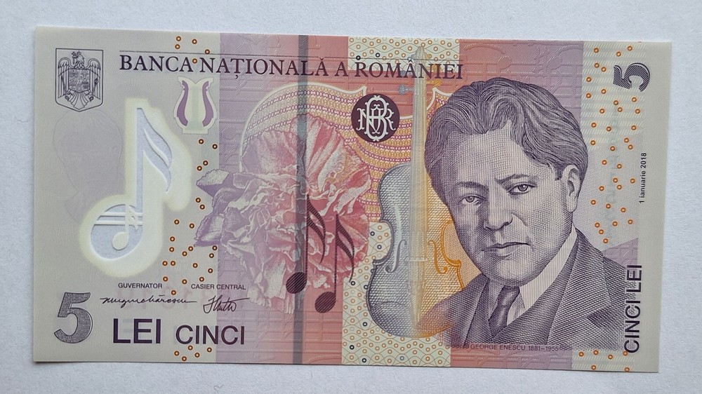 Romania 5 Lei 2018 Polymer Banknote, UNC Romanian