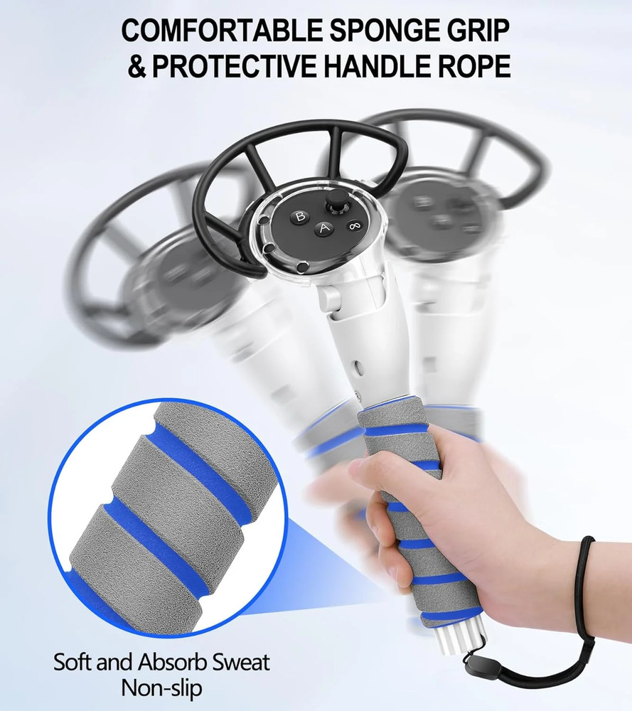 3 in 1 Handle Attachments for Meta Quest 3 Controller Grips Accessories, VR Hand