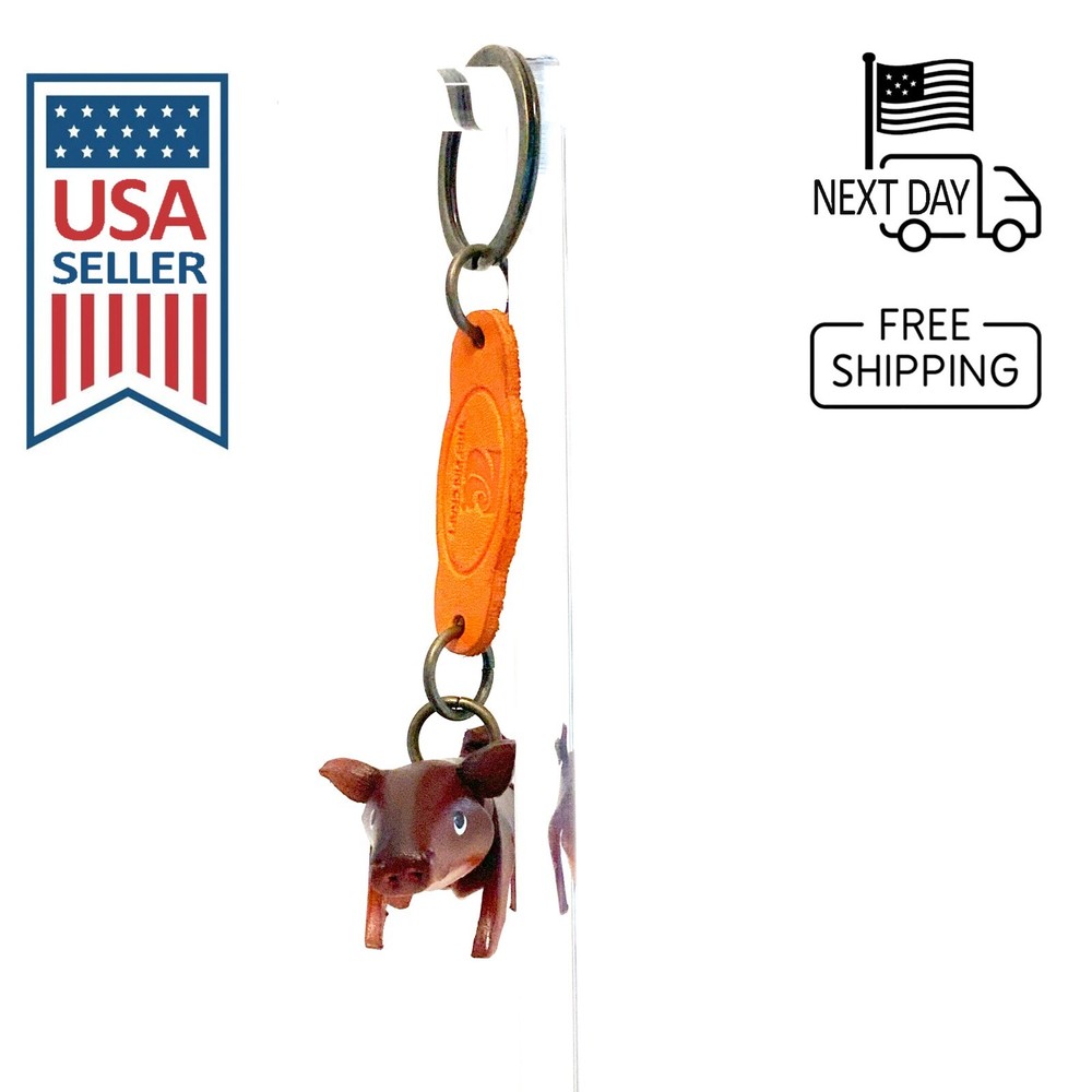 Pig (Brown) Handmade Leather Keyring