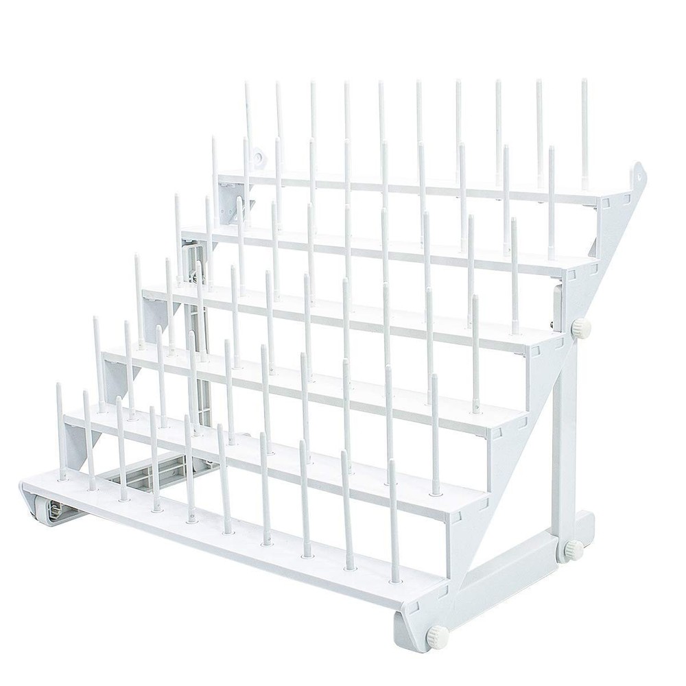 Thread Rack for 60 Spools Wall Mounted Large Holder White Plastic Stand