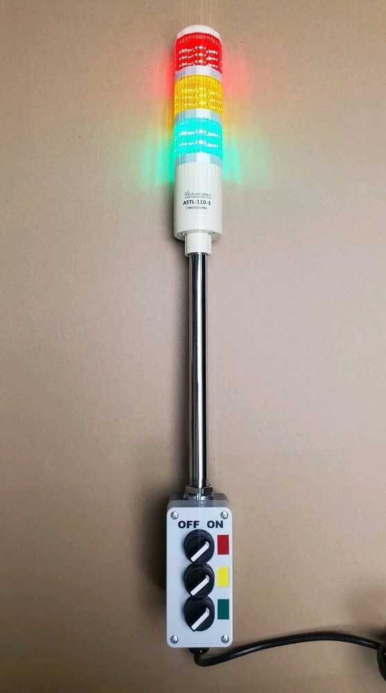 ASTL-110-3 - LED Tower Light New/Open Box Steady Stacklight Signaworks Andon