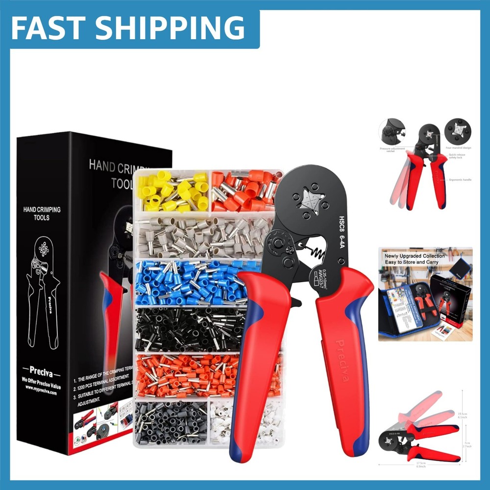 Professional Wire Crimping Tool Kit - Self-Adjustable 1200PCS Connector Set