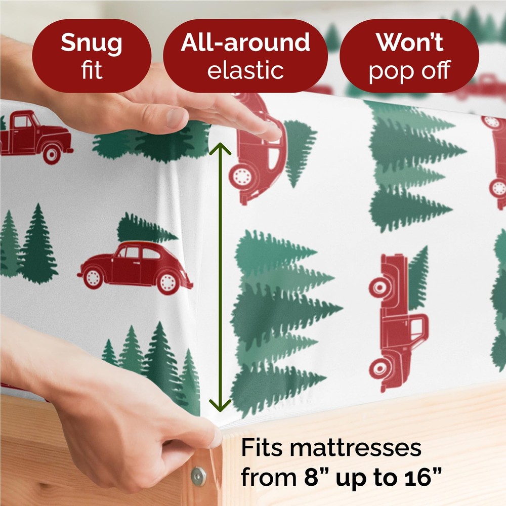 King Christmas Tree Set - Holiday Xmas Pattern Bedding Set - Deep Pockets - S...
