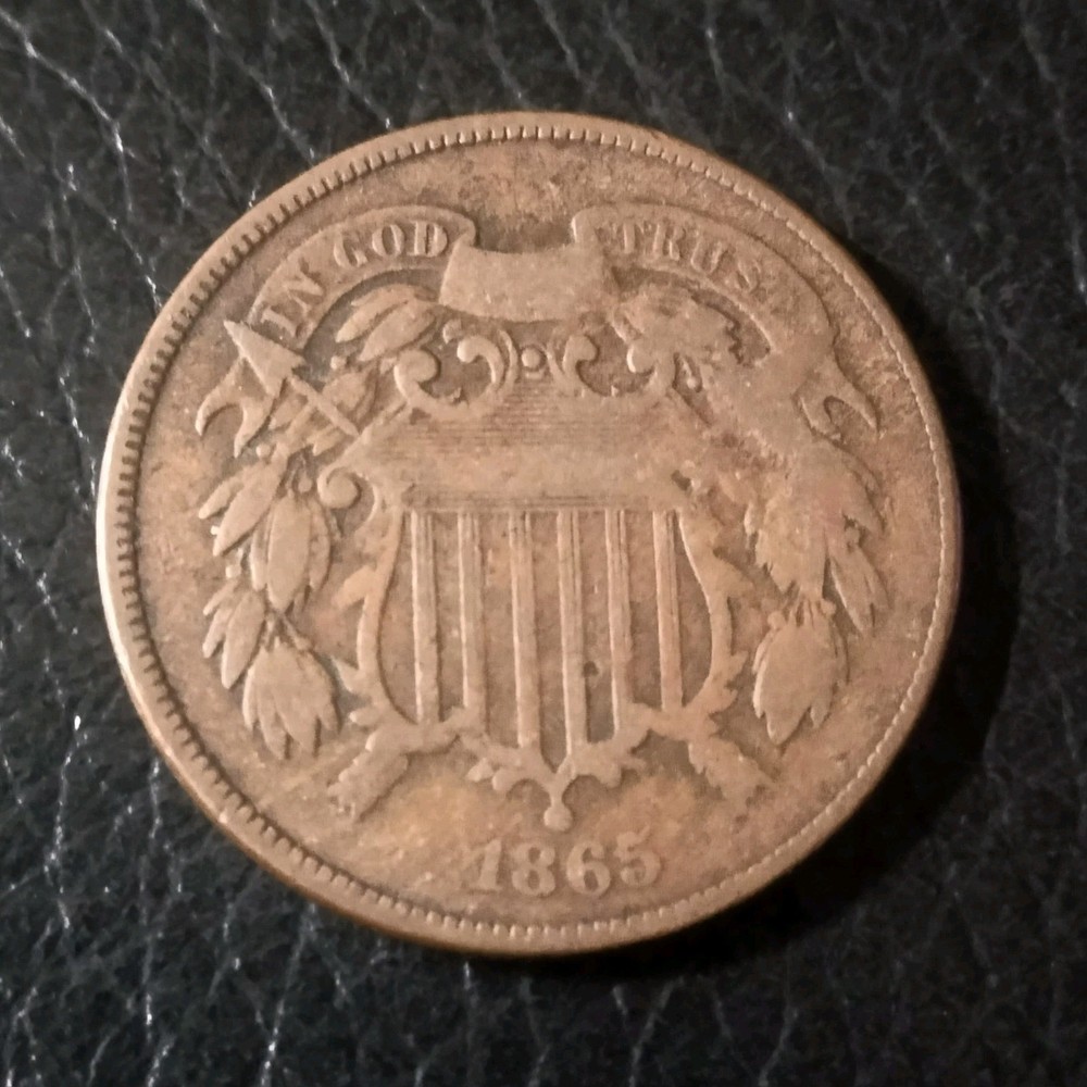 1865 2 Cent Piece Brown