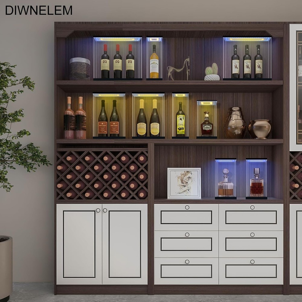 Acrylic Wine Bottle Display Case with LED Light Display Stand Wine Display Ca...