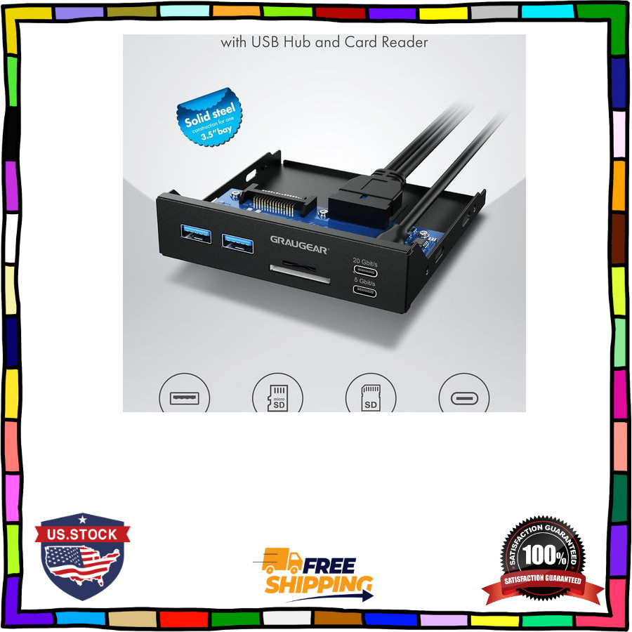 3.5 Inch Front Panel USB C Hub, Sd/Microsd Internal Card Reader, 20Gbps USB 3.2