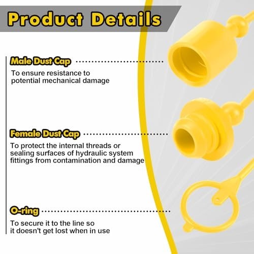 10 Sets Hydraulic Dust Caps & Plugs, Quick Coupler Covers for 1/2" Flat Face Cou
