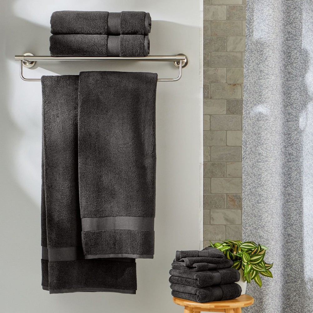 Soft Solid 6 Piece Towel Set Gray Shadow W Luxurious & Absorbent New