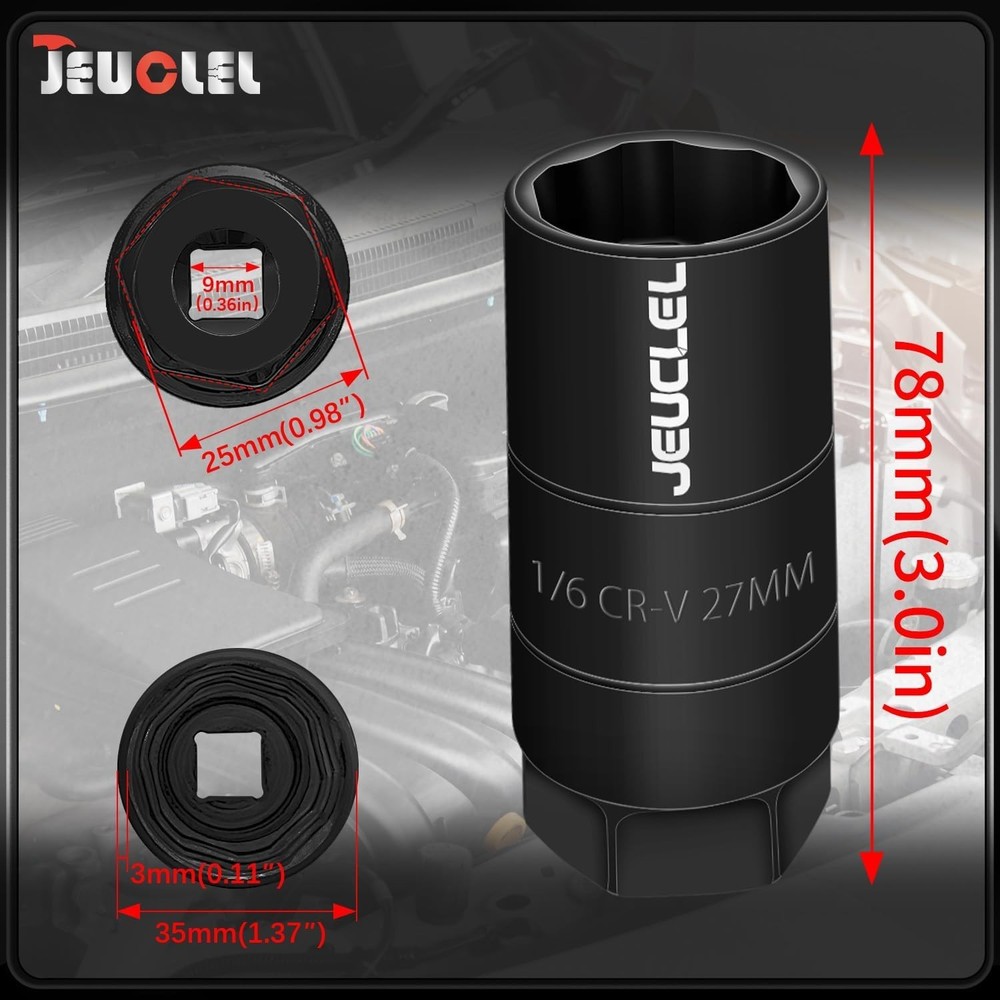Oil Pressure Sensor Switch Socket, Special Size 1-1/16 Inch, 3/8" Black