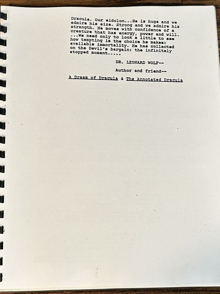 1991 DRACULA 2nd Draft Script Coppola Zoetrope Original Production Copy RARE
