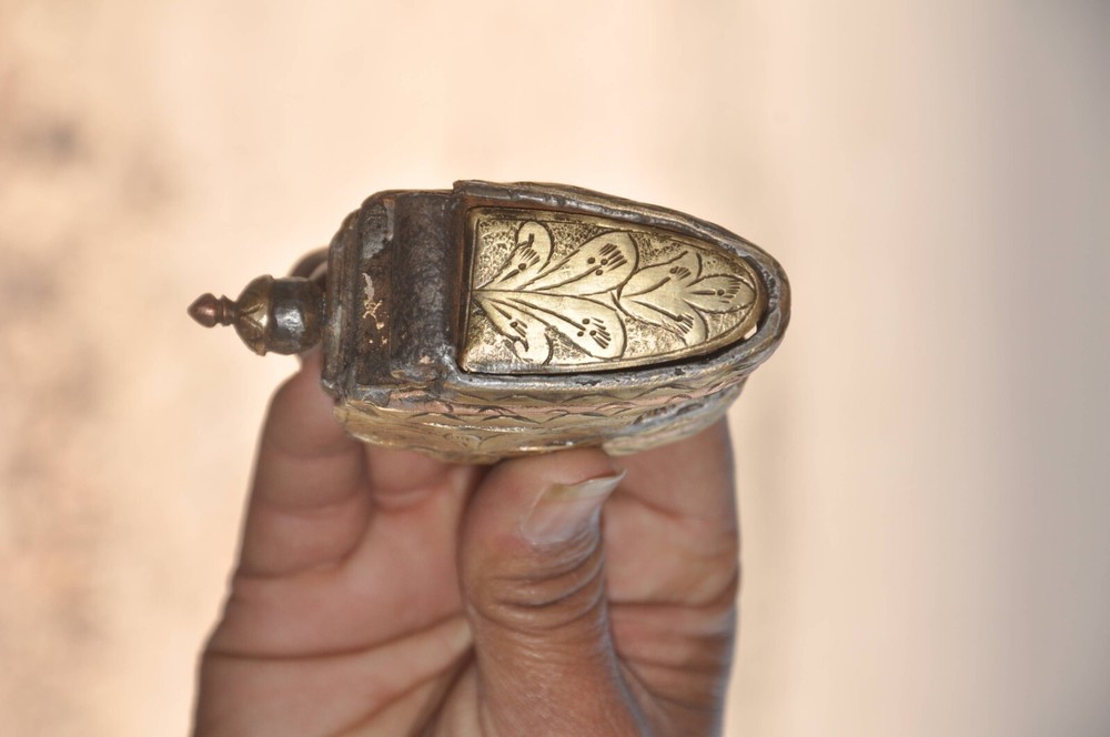 Vintage Iron Engraved Brass Fitted Handcrafted Solid Padlock