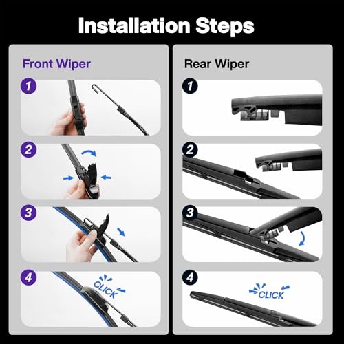 24"+18" Windshield Wipers with 12 Inch Rear Wiper Blade Replacement for Chevy
