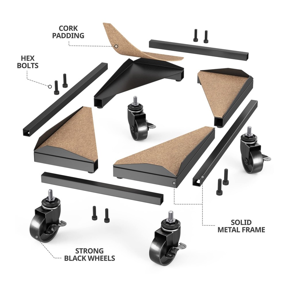 Bytesium PC Tower Stand – Metal Frame – Adjustable Width and Length – 4 Black