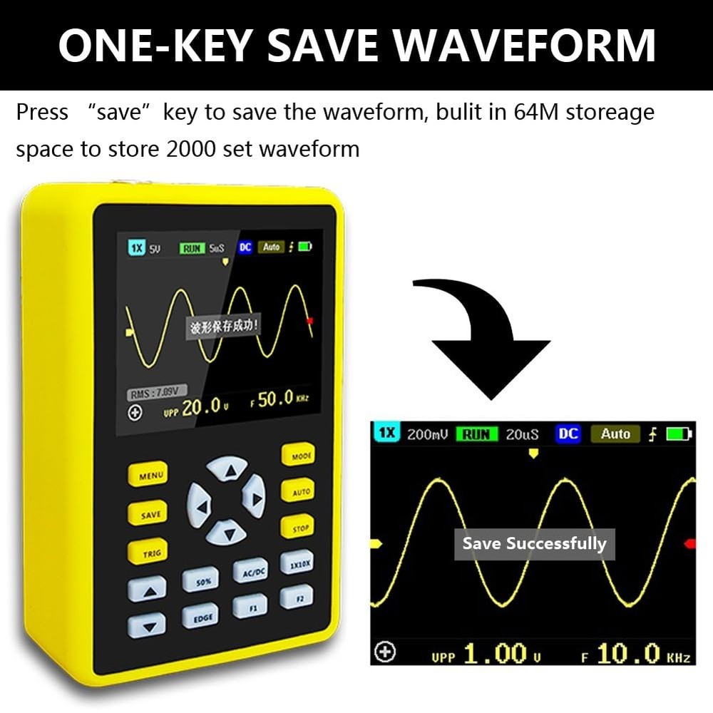 Handheld Oscilloscope for Voltage and Frequency Measurement with Compact Design
