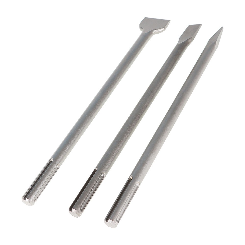 New 3 Pack SDS Max Bits Set Long-Point Chisel Scaling Chisel Flat Chisel 16"