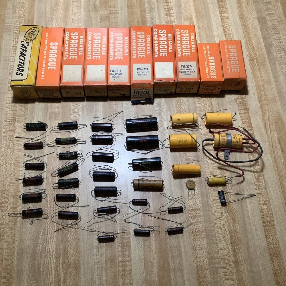 Vtg Mostly Sprague Capacitors Lot All Untested 40+ Pieces