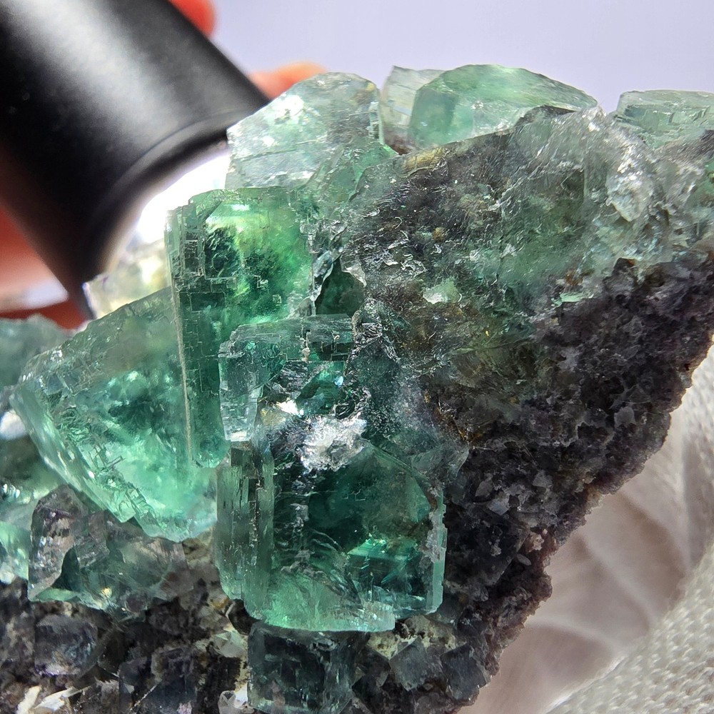 Large Phantom Fluorite Cube Stepped Green Okorusu Namibia 105*45*36mm