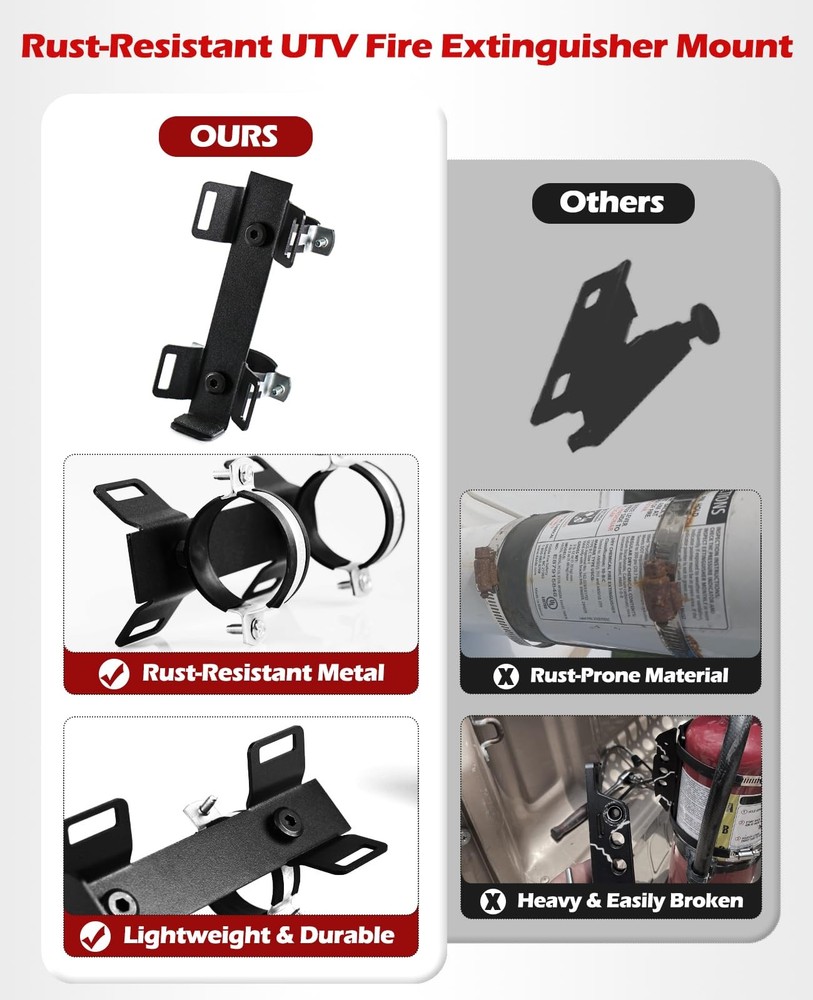 Quick Release UTV Fire Extinguisher Mount Kit Fire Extinguisher Holder Adjust...